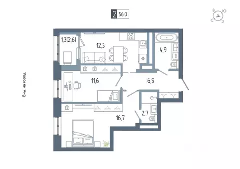 2-к кв. Башкортостан, Уфа Глумилино жилрайон, Аурум жилой комплекс ...
