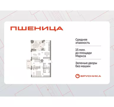 2-комнатная квартира: Новосибирский район, рабочий посёлок Краснообск, ...