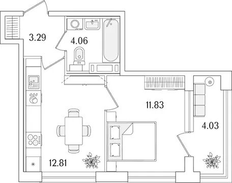 1-к кв. Санкт-Петербург Аурум жилой комплекс (34.01 м)