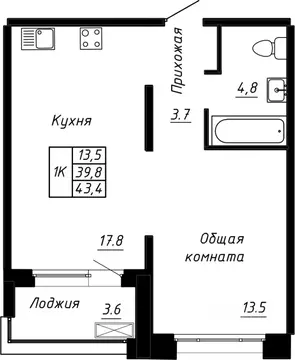 1-к кв. Ленинградская область, Тельмана Тосненский район, Сибирь жилой ...