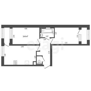 2-комнатная квартира: Тюмень, улица Монтажников, 44 (62.7 м)