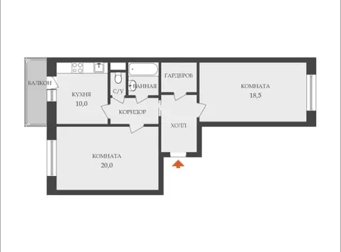 2-к кв. Санкт-Петербург Петергофское ш., 90к3 (66.1 м)