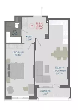 2-к кв. Воронежская область, Новоусманский район, пос. Отрадное ул. ...