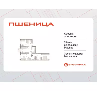 3-комнатная квартира: Новосибирский район, рабочий посёлок Краснообск, ...