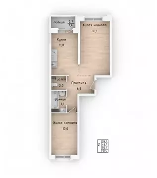 2-к кв. Московская область, Мытищи бул. Тенистый, 9 (51.5 м)
