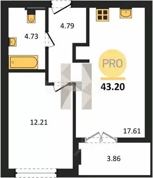 2-к кв. Калининградская область, Гурьевск Включи жилой комплекс (63.01 ...
