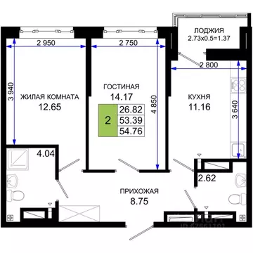 2-к кв. Ростовская область, Ростов-на-Дону Элеваторный пер., 6/2А ...