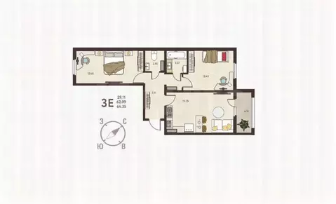 2-к кв. Курская область, Курск ул. Энгельса, 115/6 (64.35 м)