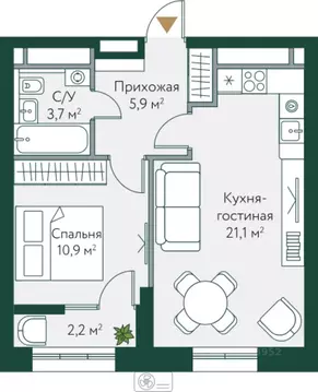 1-к кв. Волгоградская область, Волгоград Новосибирская ул., 74 (43.8 ...
