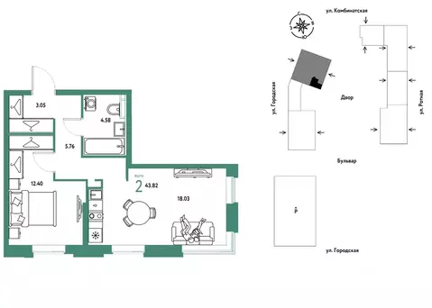 2-к кв. Свердловская область, Екатеринбург муниципальное образование, ...