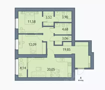 2-к кв. Брянская область, Брянский район, пос. Мичуринский, ...