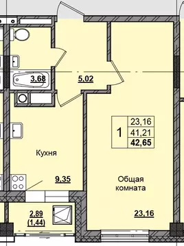 1-к кв. Саха (Якутия), Якутск Алгыс жилой комплекс (42.61 м)