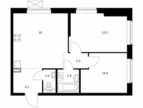 2-комнатная квартира: Москва, жилой комплекс Кавказский Бульвар 51, ...