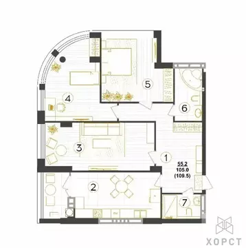 3-комнатная квартира: Ставрополь, Ленинский район, микрорайон № 2, ...