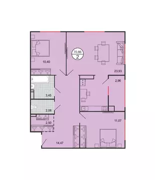 2-к кв. Ставропольский край, Ставрополь № 15 мкр,  (70.86 м)