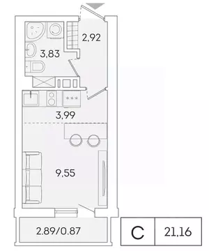 Студия Ленинградская область, Мурино Всеволожский район, ул. Графская, ...