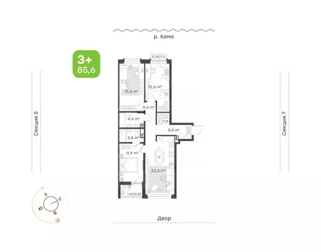 3-к кв. Татарстан, Набережные Челны Премьер-квартал жилой комплекс ...