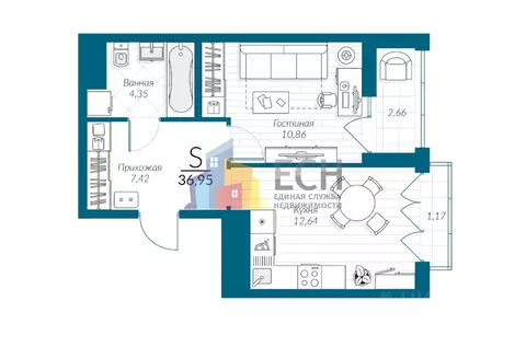 1-к кв. Тульская область, Тула Петровский квартал мкр, ул. Маршала ...