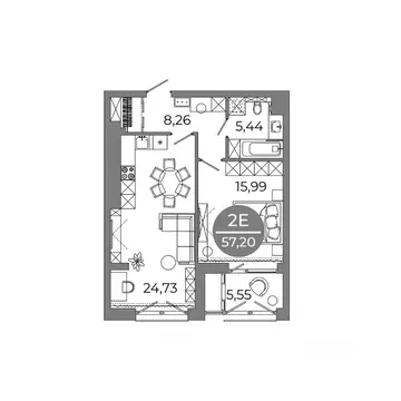 1-к кв. Воронежская область, Воронеж ул. Революции 1905 года, 14 (57.2 ...
