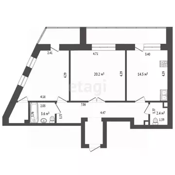 2-к кв. Тюменская область, Тюмень Промышленная ул., 16 (71.1 м)