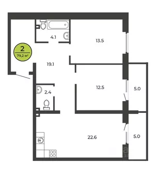 2-к кв. Брянская область, Брянск ул. Ильи Иванова, 3А (79.2 м)