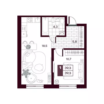 1-к кв. Тюменская область, Тюменский муниципальный округ, д. Дударева ...