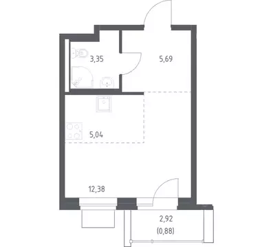 Студия Москва д. Большое Свинорье, ш. Боровское, 62к6 (27.34 м)