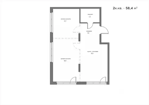 2-к кв. Пензенская область, Пенза Велларт Сити жилой комплекс (58.4 м)