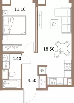 1-к кв. Москва Северный порт жилой комплекс (38.5 м)