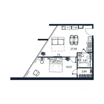 1-к кв. Санкт-Петербург Цветочная ул., 2 (53.92 м)