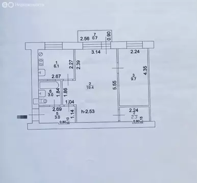 2-комнатная квартира: Казань, улица Рахимова, 19 (43.5 м)