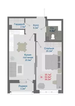 2-к кв. Воронежская область, Новоусманский район, пос. Отрадное ул. ...