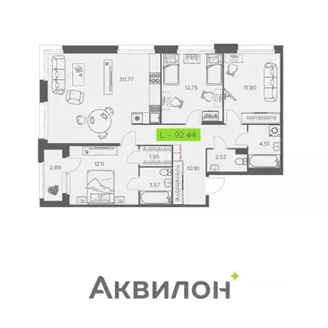 3-к кв. Архангельская область, Архангельск Троицкий просп., 110 (92.44 ...