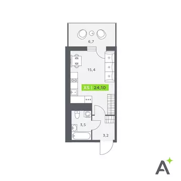 Квартира-студия: Кудрово, Солнечная улица, 4 (24.1 м)