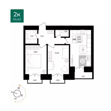 2-к кв. Ярославская область, Ярославль Северный жилрайон, 15-й мкр, ...