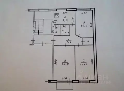 3-к кв. Новосибирская область, Новосибирск ул. Доватора, 25/1 (57.0 м)