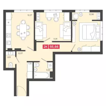 2-комнатная квартира: Новосибирск, Заельцовский район, микрорайон ...