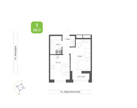 1-к кв. Хабаровский край, Хабаровск Воронежский Бульвар жилой комплекс ...
