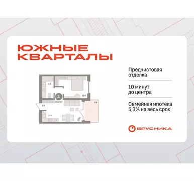 1-комнатная квартира: Екатеринбург, улица Советских Женщин (45 м)