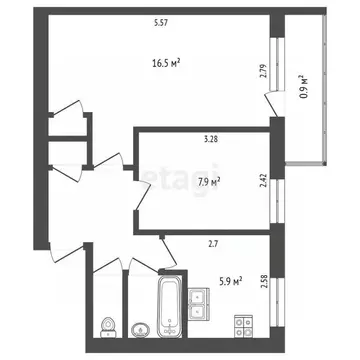2-к кв. Псковская область, Печоры пл. Победы, 4 (40.0 м)