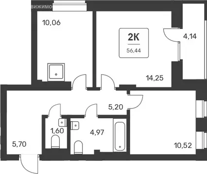 2-комнатная квартира: Новосибирск, Дзержинский район, жилой комплекс ...
