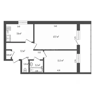 2-к кв. Кемеровская область, Юрга Волгоградская ул., 18 (49.2 м)