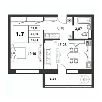 1-к кв. Новгородская область, Великий Новгород ул. Якова Павлова, 15 ...