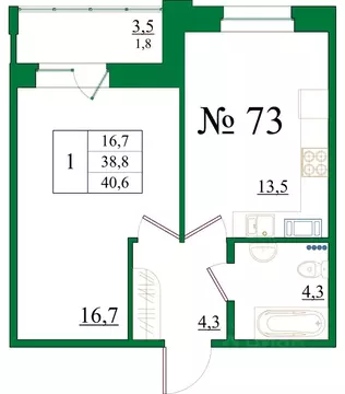 1-к кв. Ленинградская область, Гатчина Красносельское ш., 4А (40.6 м)