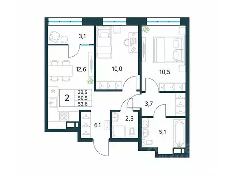 2-к кв. Забайкальский край, Чита Хороший мкр,  (53.6 м)