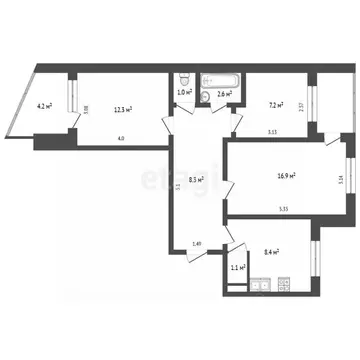 3-к кв. Крым, Симферополь ул. Маршала Жукова (57.8 м)