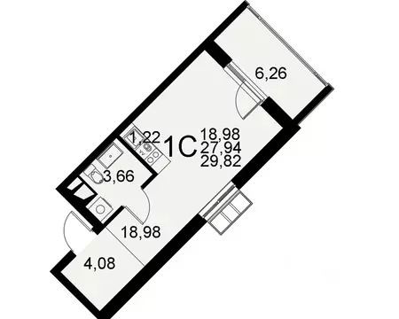 1-к кв. Тульская область, Тула Пушкинская ул., 2Г (29.82 м)