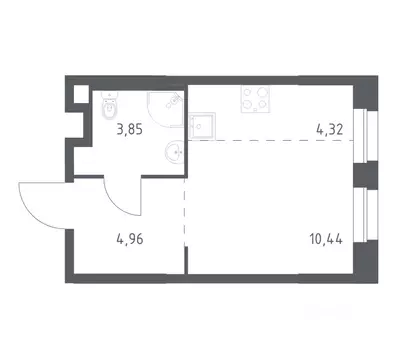 Студия Москва д. Столбово, Эко Бунино жилой комплекс, 13 (23.57 м)