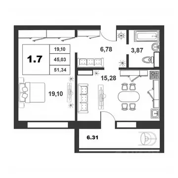 1-к кв. Новгородская область, Великий Новгород ул. Якова Павлова, 15 ...