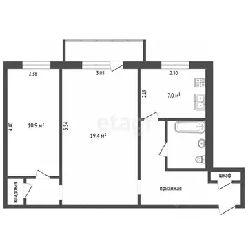 2-к кв. Челябинская область, Челябинск Трудовая ул., 29А (46.0 м)